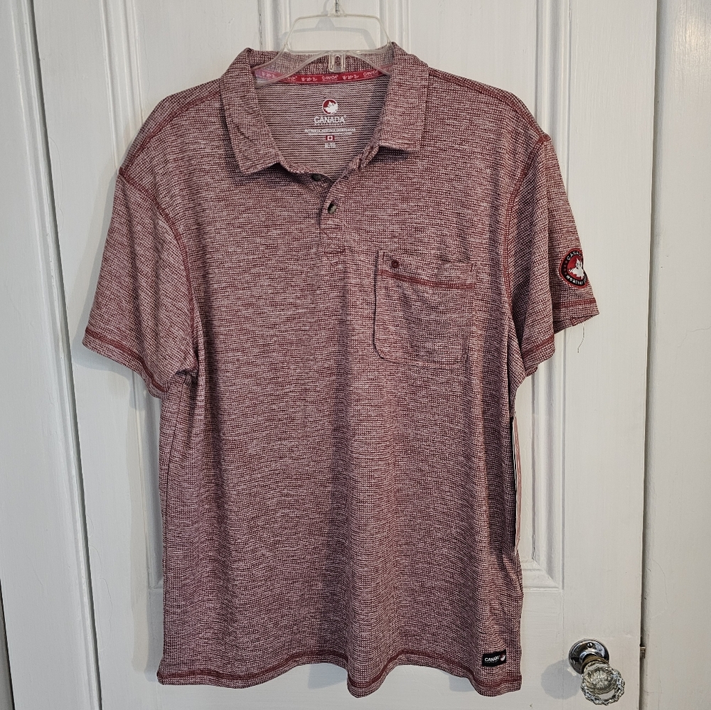 NWT Canada Weathergear Men s XL Performance Polo Golf UPF $50 MSRP Red Heather
